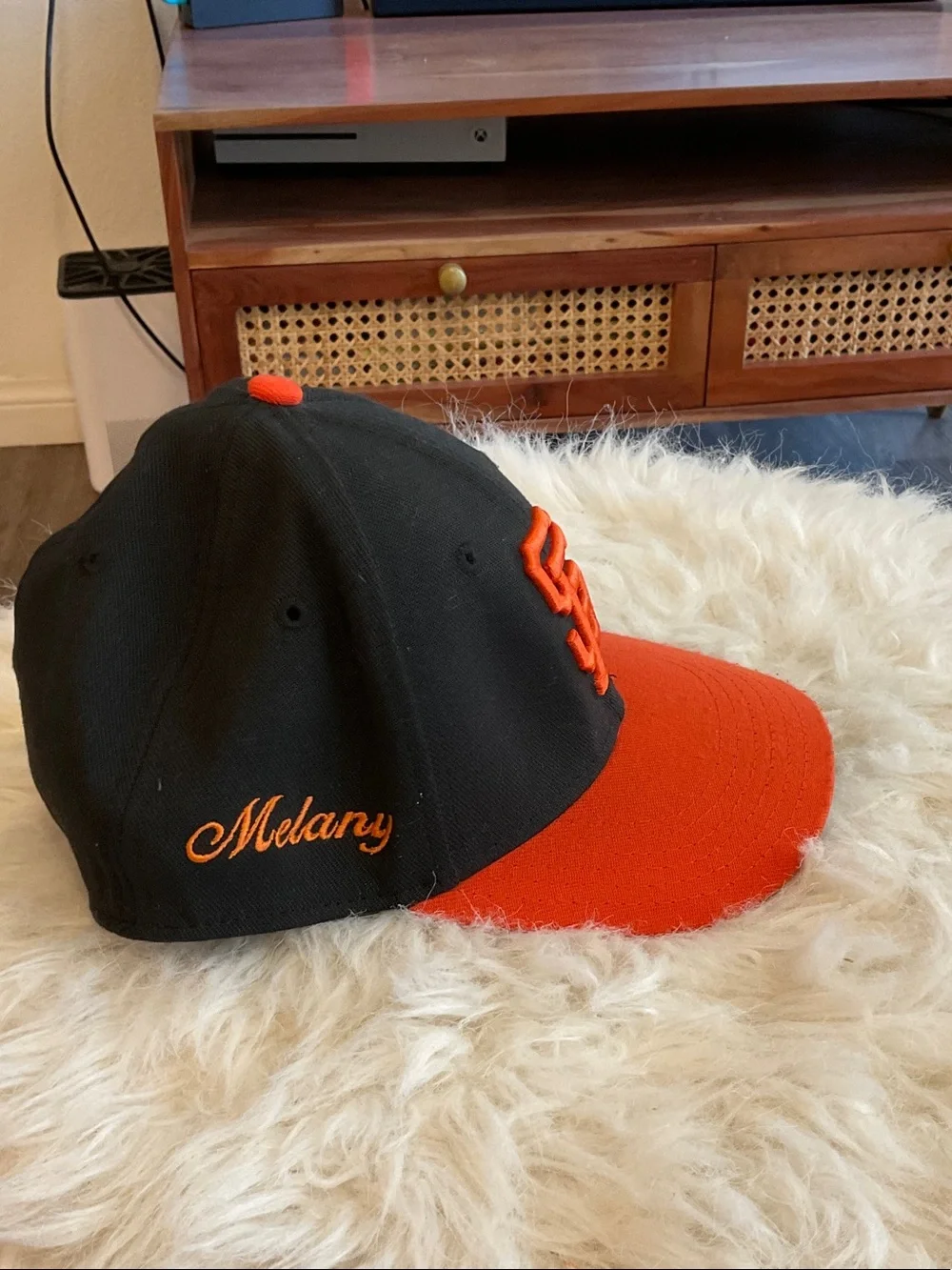 New Era Kids Black and Orange SF Logo Cap